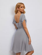 Numbersea Chiffon Bridesmaid Dress V Neck Short Cocktail Gowns For Juniors Homecoming Dresses 28077