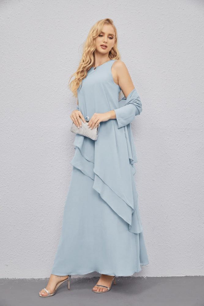 Mother of Bride Dresses with Open Front Lightweight Cardigan Formal Prom Gown 28081-numbersea