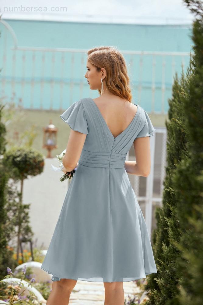 Neck Chiffon Bridesmaid Dresses Formal Cocktail Prom Gown Homecoming 28013