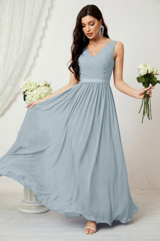 Women's Chiffon Long Bridesmaid Dresses A line Sleeveless Formal Prom Gown for Evening Party Homecoming Dresses 2808-numbersea