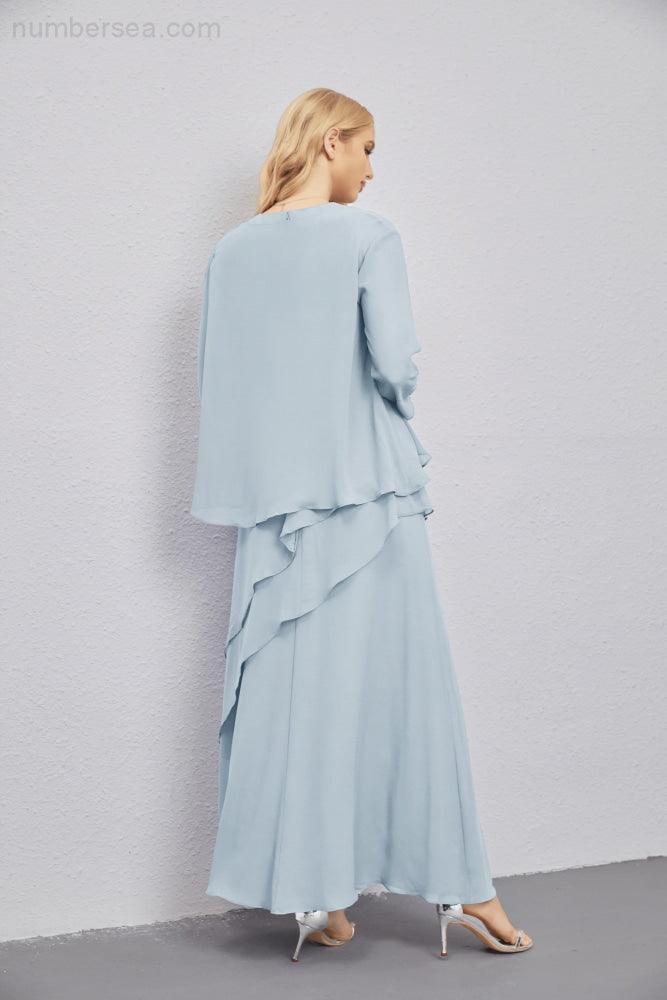 Mother of Bride Dresses with Open Front Lightweight Cardigan Formal Prom Gown 28081-numbersea