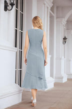 Numbersea Formal Party Gown Dress Chiffon Long Mother of The Bride Dresses with Ruffle Cape 28072 - numbersea