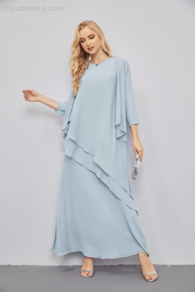 Mother of Bride Dresses with Open Front Lightweight Cardigan Formal Prom Gown 28081-numbersea