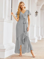 Numbersea Ruffled Bridesmaid Dresses Mermaid Formal Violin Evening Party Prom Gowns 28042-numbersea