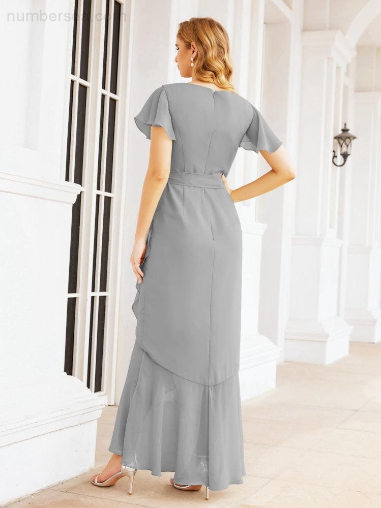 Numbersea Ruffled Bridesmaid Dresses Mermaid Formal Violin Evening Party Prom Gowns 28042-numbersea