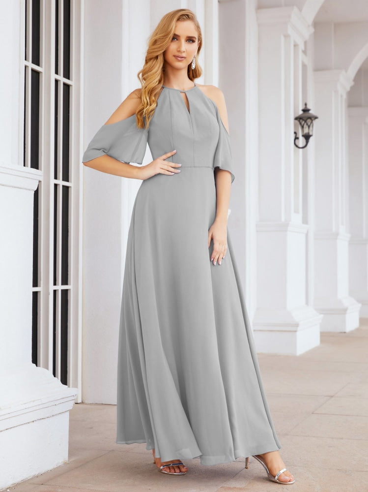 Numbersea Cold Shoulder Bridesmaid Dresses A-Line Long Formal Evening Gowns 28074-numbersea