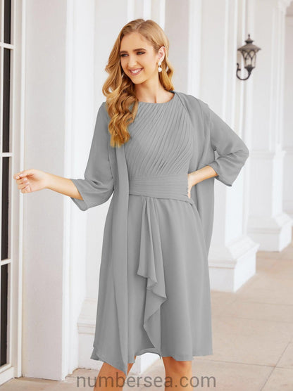 Numbersea Chiffon Mother Of The Bride Dresses Prom Dress For Wedding Guest Casual Pleated 28065 Grey