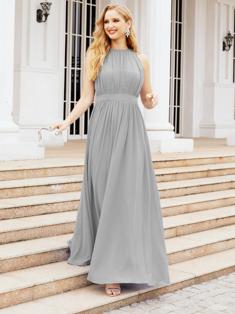 Numbersea Halter Bridesmaid Dress Empire Waist Formal Evening Prom Gown for Mother of The Bride 28030-numbersea