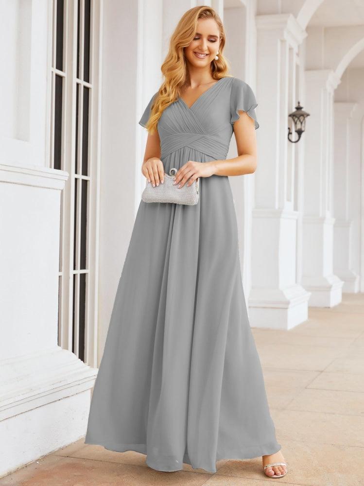 Numbersea Formal Prom Gowns for Mother of The Bride Cap Sleeves Bridesmaid Dress 28047-numbersea