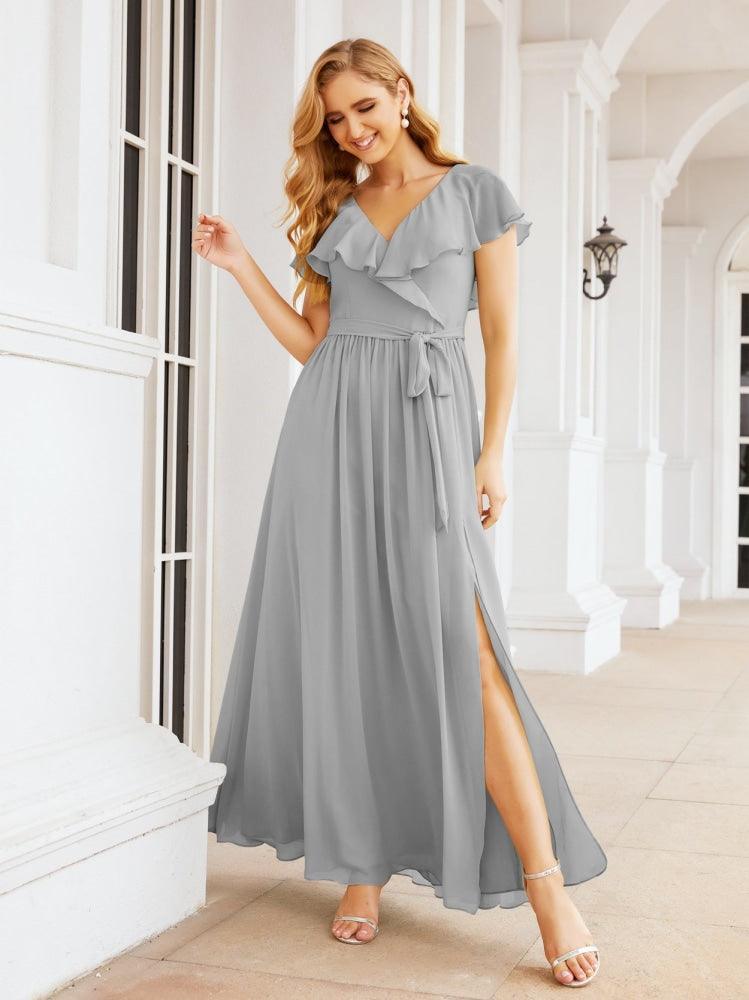 Bridesmaid Dresses with Flutter Sleeves Formal Evening Party Prom Gowns 28044-numbersea