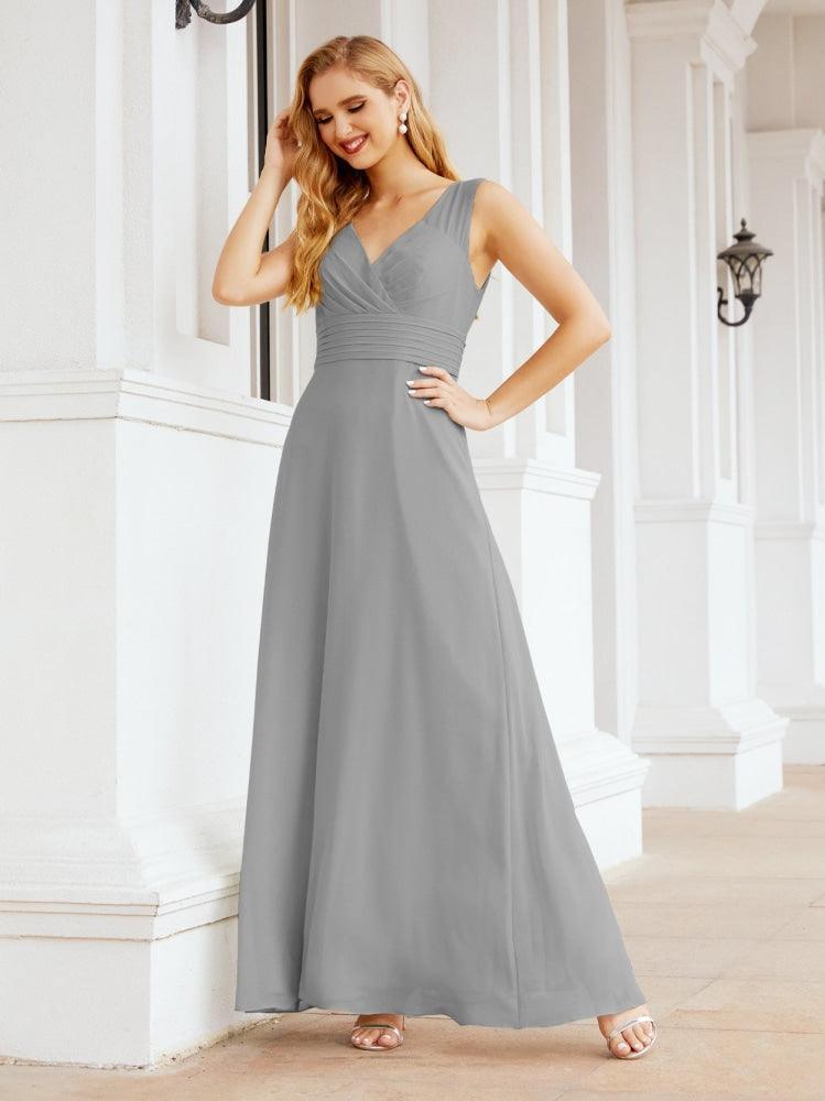 Formal Prom Gown Elegant V-Neck Sleeveless Bridesmaid Dresses for Wedding Party 28037-numbersea