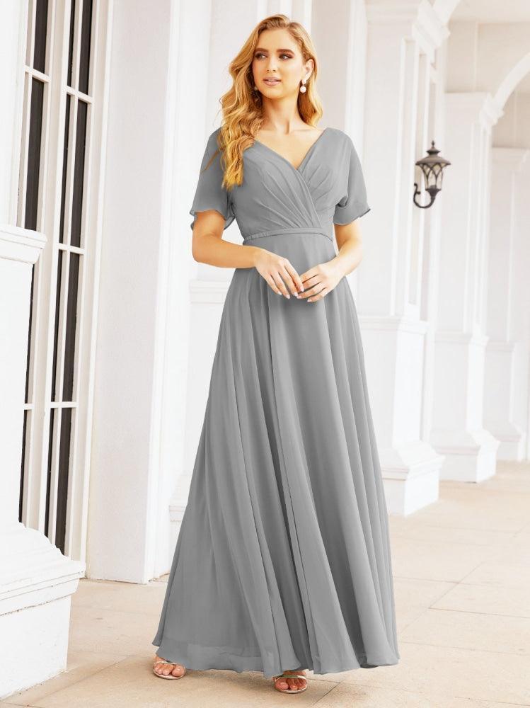 Numbersea Formal Prom Gowns for Mother of The Bride Short Sleeves Bridesmaid Dress 28049-numbersea