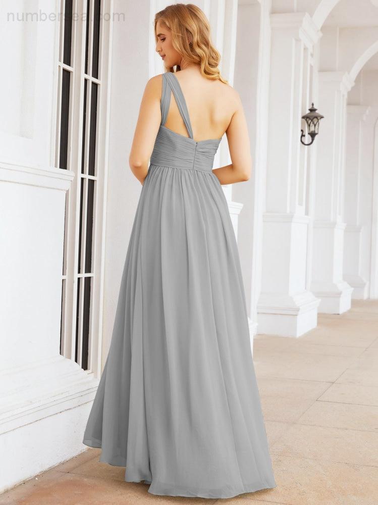 Numbersea One Shoulder Bridesmaid Dresses Long Maxi Formal Evening Party Prom Gowns 28061-numbersea