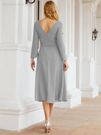 Bridesmaid Dress V-Back Waist Belt Mother of the Bride Wedding Guest 28031-numbersea