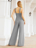 Numbersea Crisscross Neck Jumpsuit Formal Evening Dress Long Bridesmaid Dresses Bell-bottomed Pants 28033-numbersea