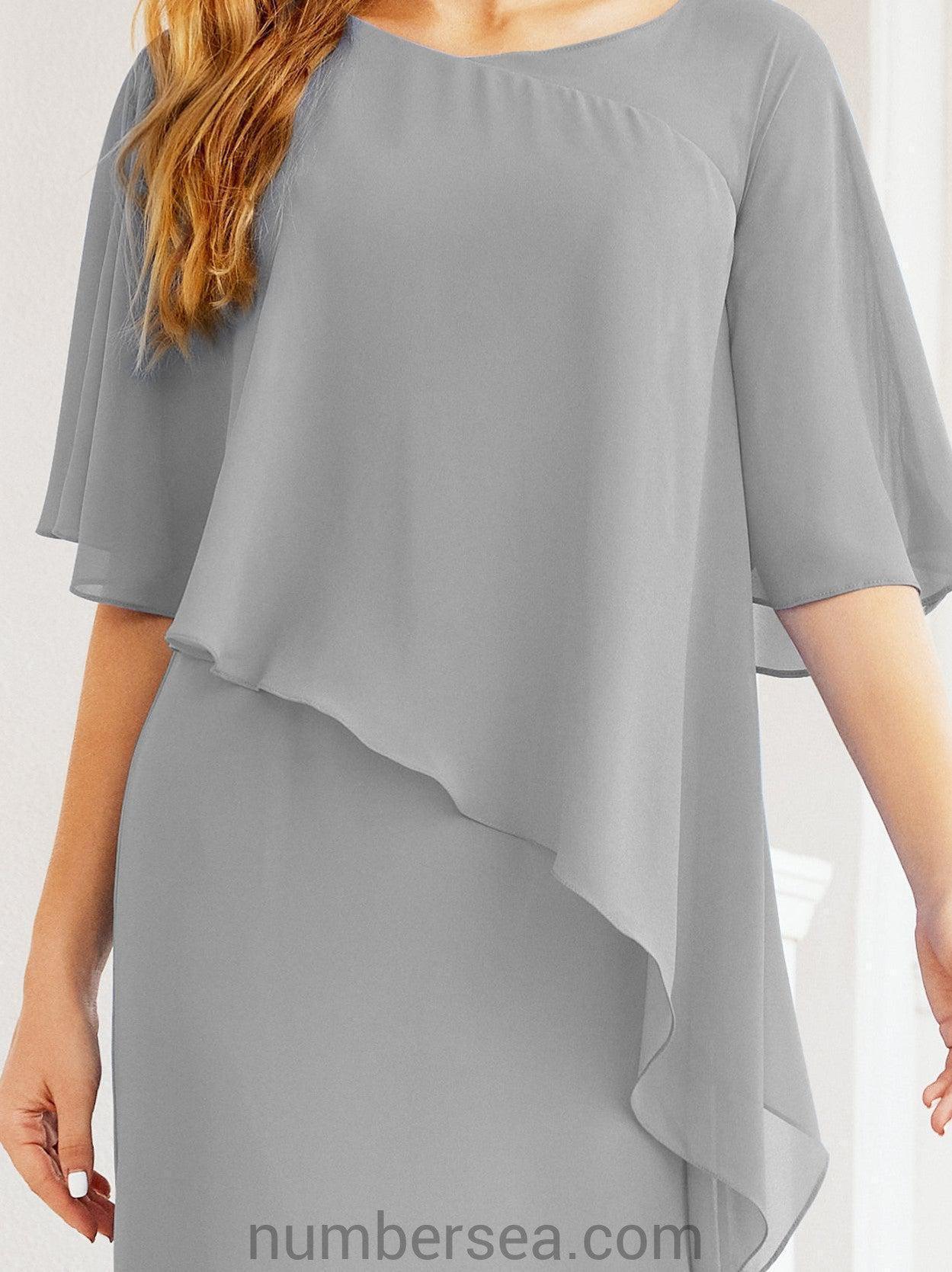 Numbersea Formal Party Gown Dress Long Chiffon Mother Of The Bride Dresses With Ruffle Cape 28026