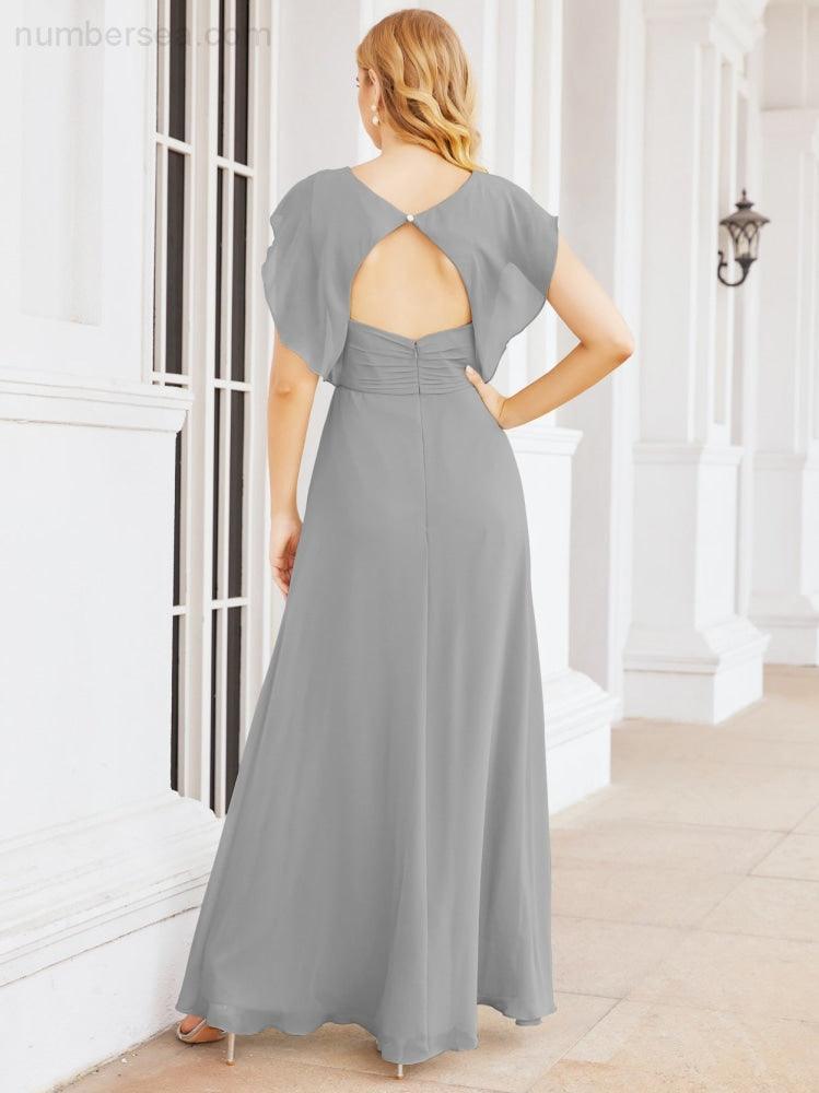 Numbersea Bridesmaid Dresses Cape Formal Prom Dress Open Back Gowns for Mother of The Bride 28058-numbersea