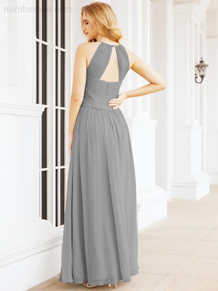 Numbersea Sleeveless Bridesmaid Dresses Long Prom Gown Zipper with Keyhole Back 28056-numbersea