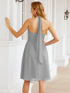 Numbersea Neckholder-Brautjungfernkleid aus Chiffon, kurz, ärmellos, formelles Partykleid, offener Rücken, 28023