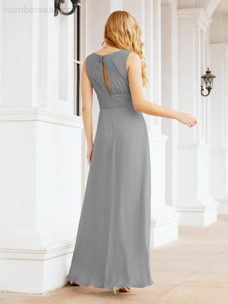 Formal Prom Gown Elegant V-Neck Sleeveless Bridesmaid Dresses for Wedding Party 28037-numbersea