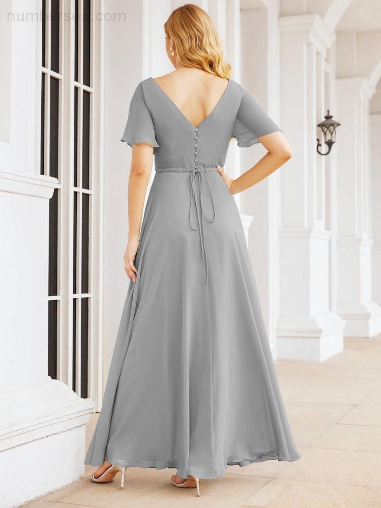 Numbersea Formal Prom Gowns for Mother of The Bride Short Sleeves Bridesmaid Dress 28049-numbersea