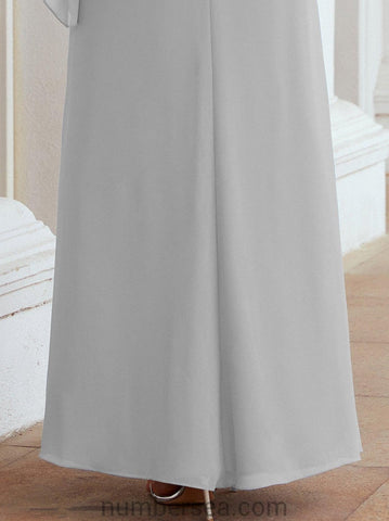 Numbersea Formal Party Gown Dress Long Chiffon Mother Of The Bride Dresses With Ruffle Cape 28026