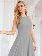 Numbersea Ladies Sleeveless Round Neck Chiffon Beaded and Floor Length Bridesmaid Dress Party Wedding Prom Evening Dress 28076 - numbersea
