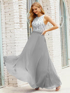 Lace Bridesmaid Dress Floor Length Evening Gowns with Pockets 28017-numbersea