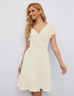 Numbersea Chiffon Bridesmaid Dress V Neck Short Cocktail Gowns For Juniors Homecoming Dresses 28077