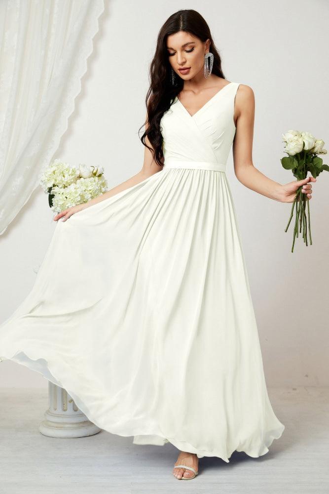 Women's Chiffon Long Bridesmaid Dresses A line Sleeveless Formal Prom Gown for Evening Party Homecoming Dresses 2808-numbersea