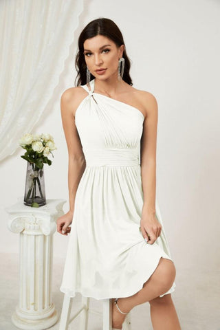 Numbersea Women Chiffon Short One Shoulder Bridesmaid Dress Formal Dresses For Party Homecoming 2804