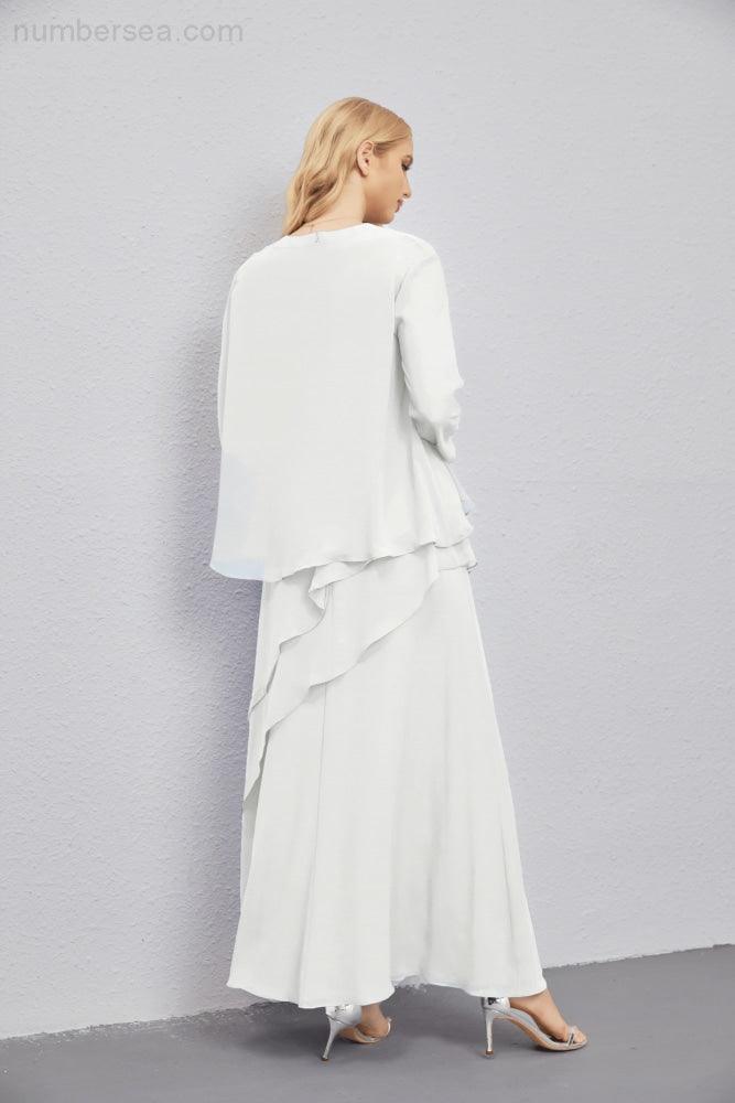 Mother of Bride Dresses with Open Front Lightweight Cardigan Formal Prom Gown 28081-numbersea
