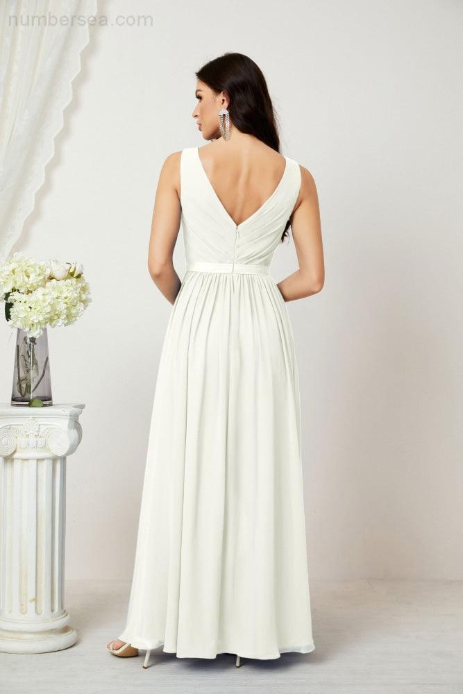 Women's Chiffon Long Bridesmaid Dresses A line Sleeveless Formal Prom Gown for Evening Party Homecoming Dresses 2808-numbersea