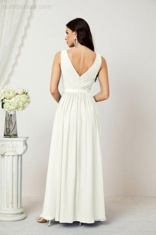 Women's Chiffon Long Bridesmaid Dresses A line Sleeveless Formal Prom Gown for Evening Party Homecoming Dresses 2808-numbersea