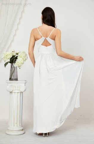 Numbersea Neck Bridesmaid Dresses Chiffon Long Spaghetti A-Line Formal Prom Gown For Wedding Party