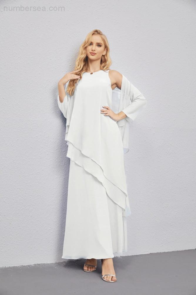 Mother of Bride Dresses with Open Front Lightweight Cardigan Formal Prom Gown 28081-numbersea