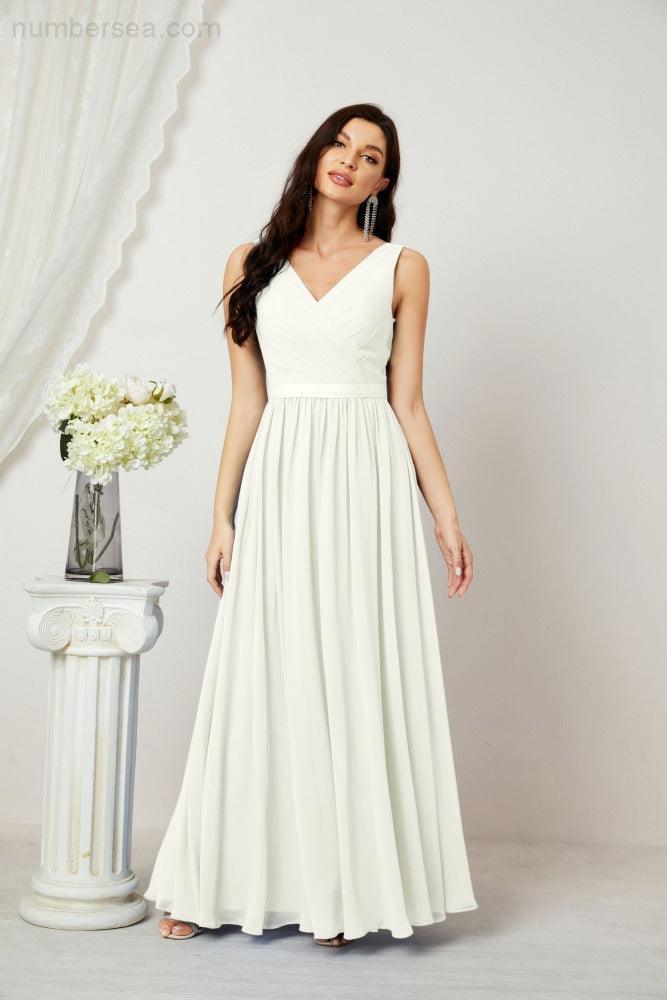 Women's Chiffon Long Bridesmaid Dresses A line Sleeveless Formal Prom Gown for Evening Party Homecoming Dresses 2808-numbersea