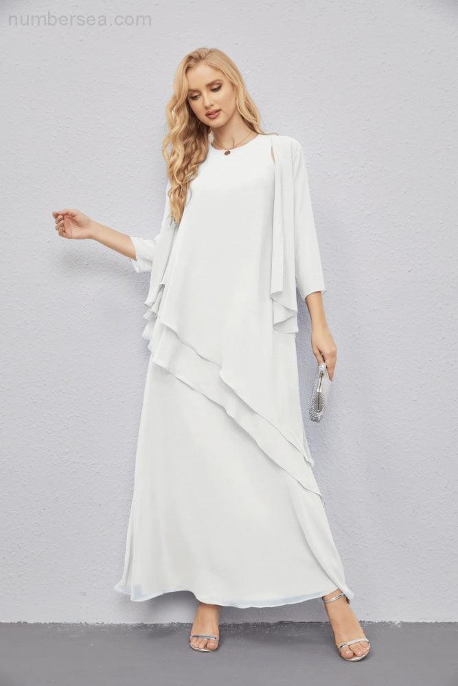 Mother of Bride Dresses with Open Front Lightweight Cardigan Formal Prom Gown 28081-numbersea