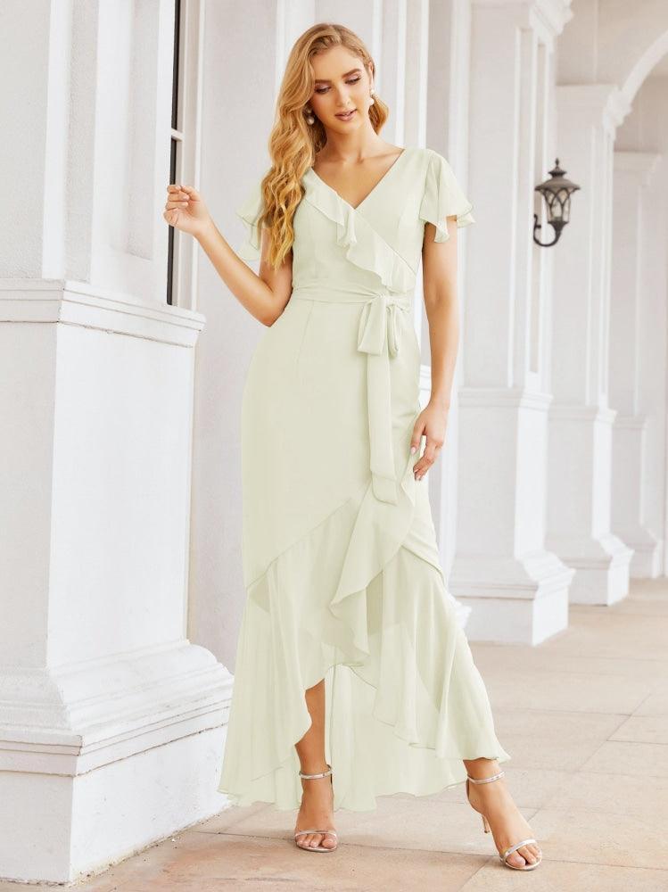 Numbersea Ruffled Bridesmaid Dresses Mermaid Formal Violin Evening Party Prom Gowns 28042-numbersea