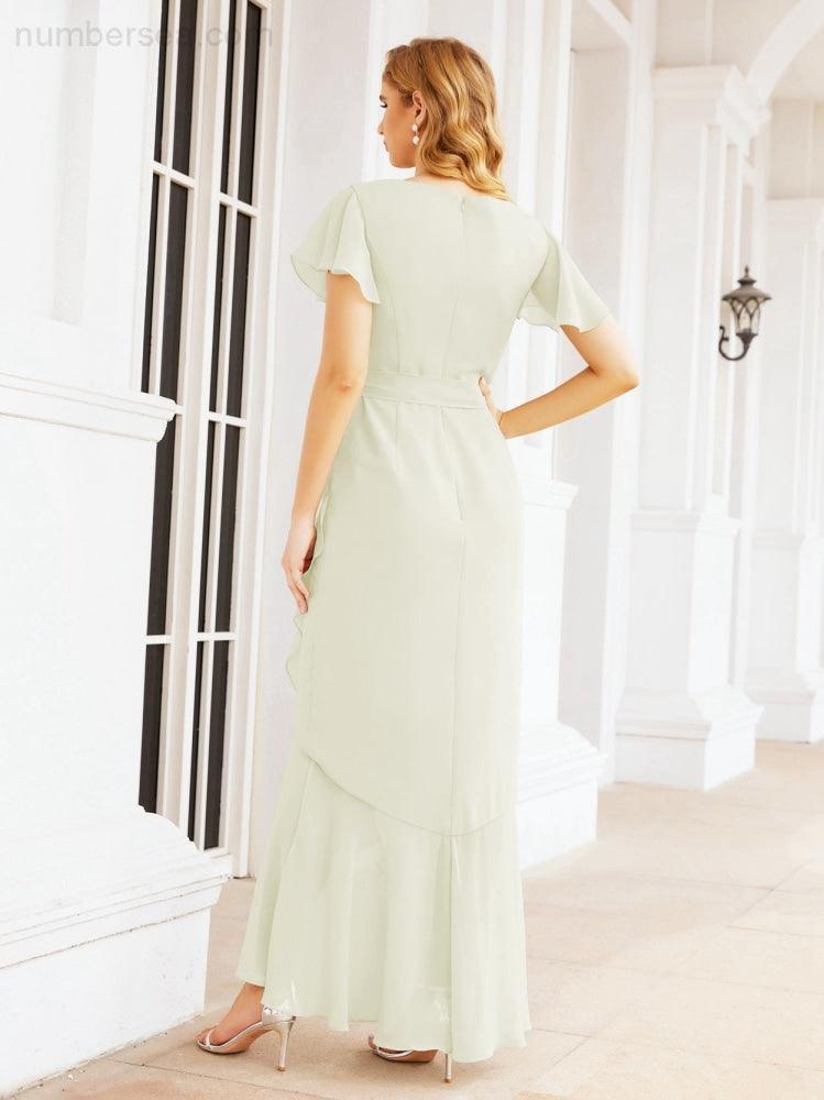 Numbersea Ruffled Bridesmaid Dresses Mermaid Formal Violin Evening Party Prom Gowns 28042-numbersea