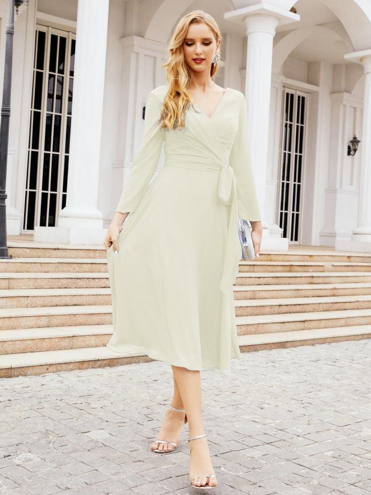 Bridesmaid Dress V-Back Waist Belt Mother of the Bride Wedding Guest 28031-numbersea