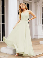 Numbersea Halter Chiffon Bridesmaid Dresses Wedding Appare Sleeveless Formal Prom Dress with Ruffled Back 28035-numbersea