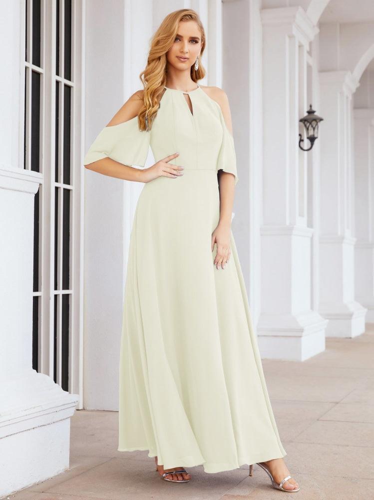 Numbersea Cold Shoulder Bridesmaid Dresses A-Line Long Formal Evening Gowns 28074-numbersea