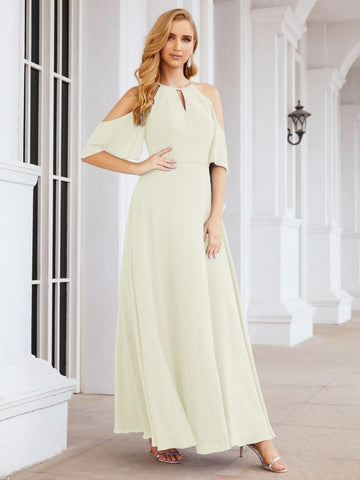 Numbersea Cold Shoulder Bridesmaid Dresses A-Line Long Formal Evening Gowns 28074-numbersea