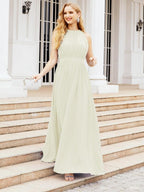 Numbersea Halter Bridesmaid Dress Empire Waist Formal Evening Prom Gown for Mother of The Bride 28030-numbersea