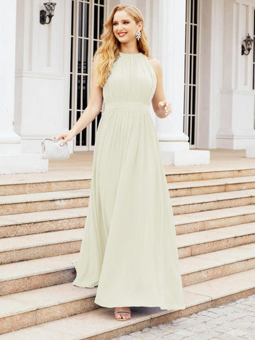 Numbersea Halter Bridesmaid Dress Empire Waist Formal Evening Prom Gown for Mother of The Bride 28030-numbersea