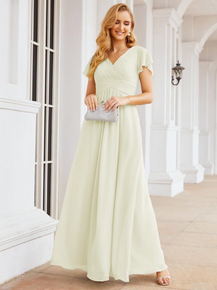 Numbersea Formal Prom Gowns for Mother of The Bride Cap Sleeves Bridesmaid Dress 28047-numbersea