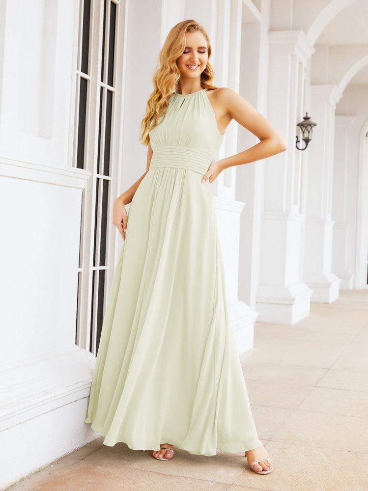 Keyhole Bridesmaid Dresses Sleeveless Formal Evening Party Prom Gowns 28043-numbersea