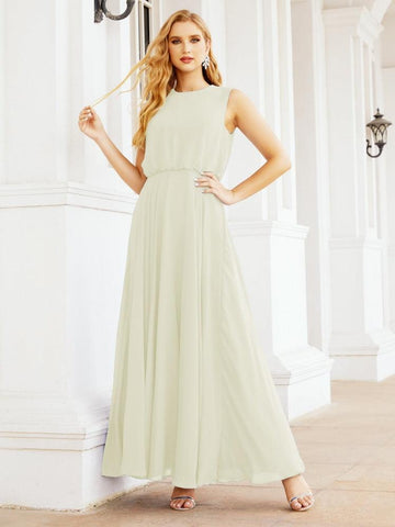 Numbersea Sleeveless Long Bridesmaid Dress A line Formal Evening Prom Gown 28025-numbersea