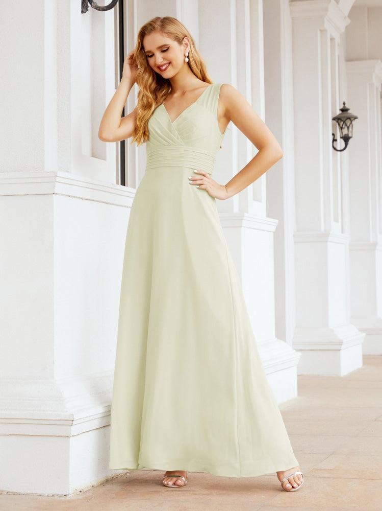 Formal Prom Gown Elegant V-Neck Sleeveless Bridesmaid Dresses for Wedding Party 28037-numbersea